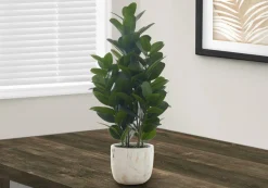 Artificial Plant, 31" Tall, Garcinia Tree, Indoor, Faux, Fake, Floor, Greenery, Potted, Real Touch, Decorative, Green Leaves, White Cement Pot
