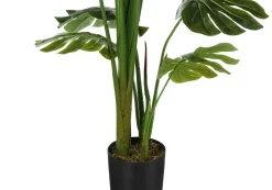 Artificial Plant, 55" Tall, Monstera Tree, Indoor, Faux, Fake, Floor, Greenery, Potted, Real Touch, Decorative, Green Leaves, Black Pot