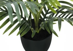 Artificial Plant, 20" Tall, Palm, Indoor, Faux, Fake, Table, Greenery, Potted, Real Touch, Decorative, Green Leaves, Black Pot