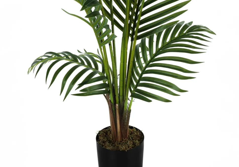 Artificial Plant, 57" Tall, Palm Tree, Indoor, Faux, Fake, Floor, Greenery, Potted, Real Touch, Decorative, Green Leaves, Black Pot
