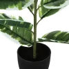 Artificial Plant, 27" Tall, Rubber, Indoor, Faux, Fake, Table, Greenery, Potted, Real Touch, Decorative, Green Leaves, Black Pot