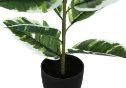 Artificial Plant, 27" Tall, Rubber, Indoor, Faux, Fake, Table, Greenery, Potted, Real Touch, Decorative, Green Leaves, Black Pot
