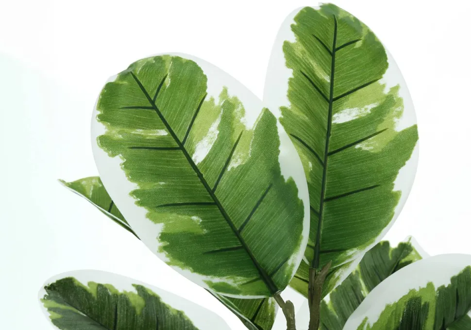 Artificial Plant, 27" Tall, Rubber, Indoor, Faux, Fake, Table, Greenery, Potted, Real Touch, Decorative, Green Leaves, Black Pot