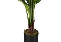 Artificial Plant, 59" Tall, Strelitzia Tree, Indoor, Faux, Fake, Floor, Greenery, Potted, Real Touch, Decorative, Green Leaves, Black Pot