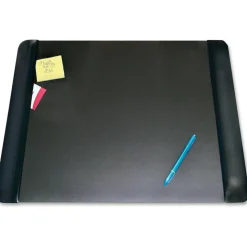 Artistic Executive Desk Pad with Antimicrobial Protection, Leather-Like Side Panels, 24" x 19", Black