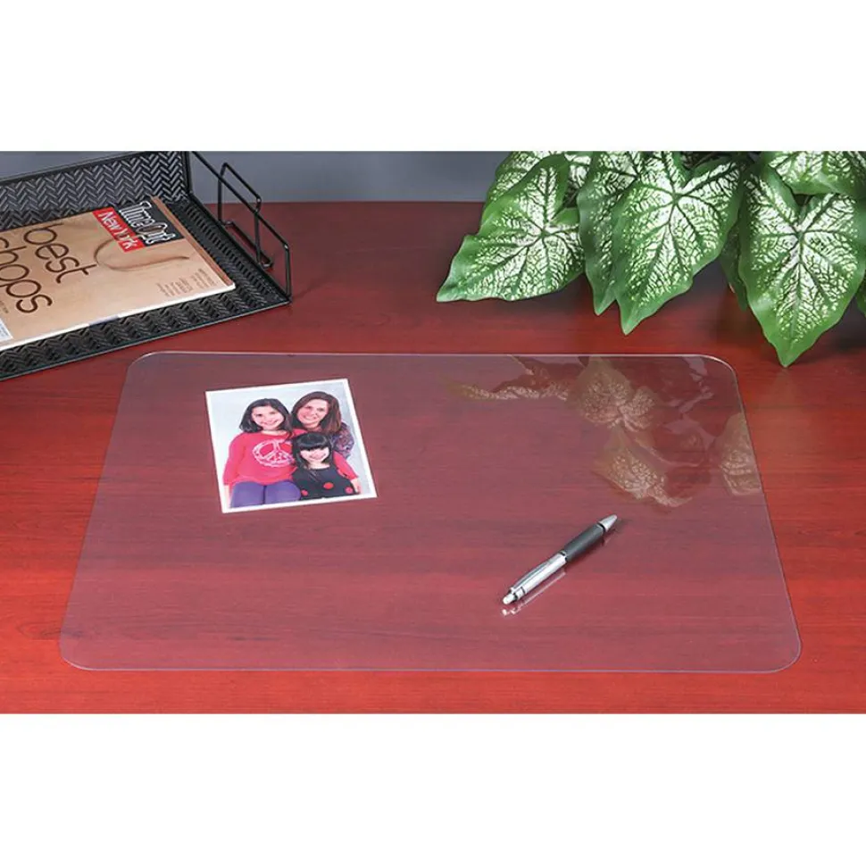 Artistic Krystal Antimicrobial Desk Pad - Rectangular - 36" Width x 20" Depth - Vinyl - Clear