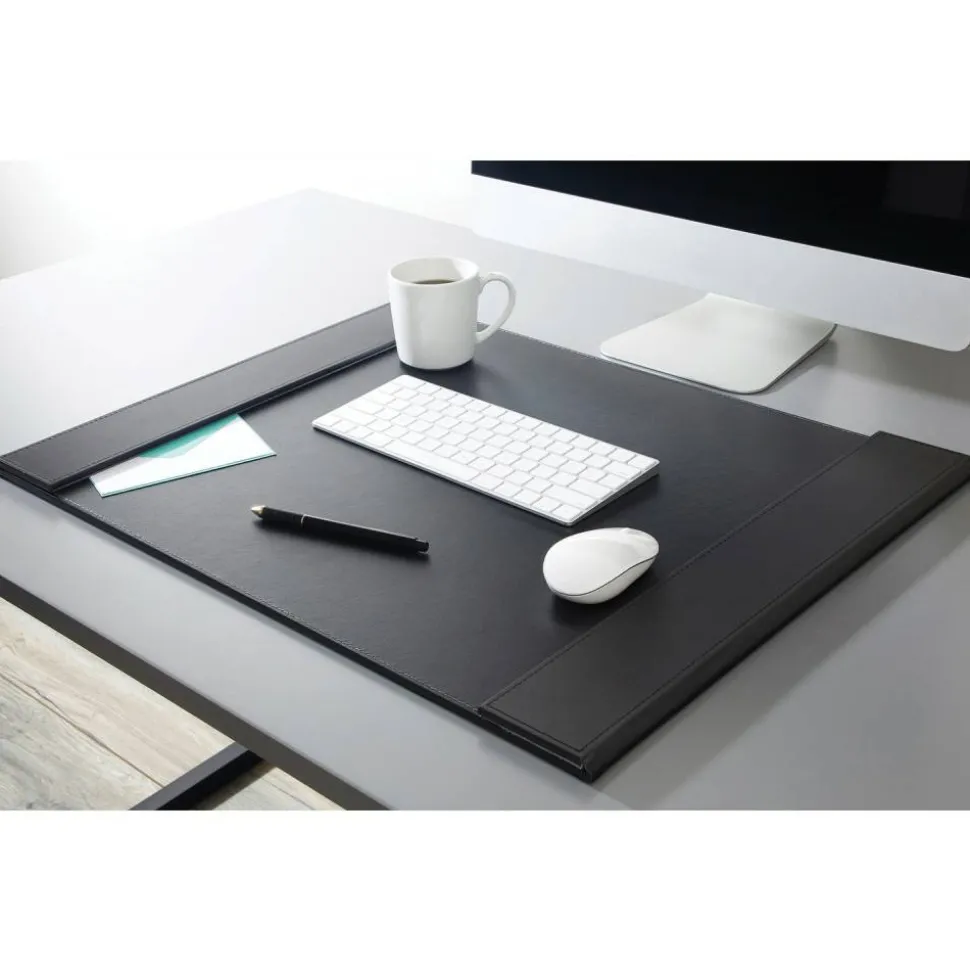 Artistic Monticello Desk Pad, Fold-Out Side Panel, 24" x 19", Black
