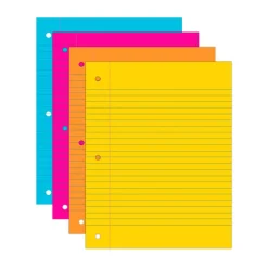 Astrobrights Filler Paper, 8" x 10 1/2", Wide Ruled, 20 Lb, FSC Certified, Assorted Colors, Pack Of 100 Sheets