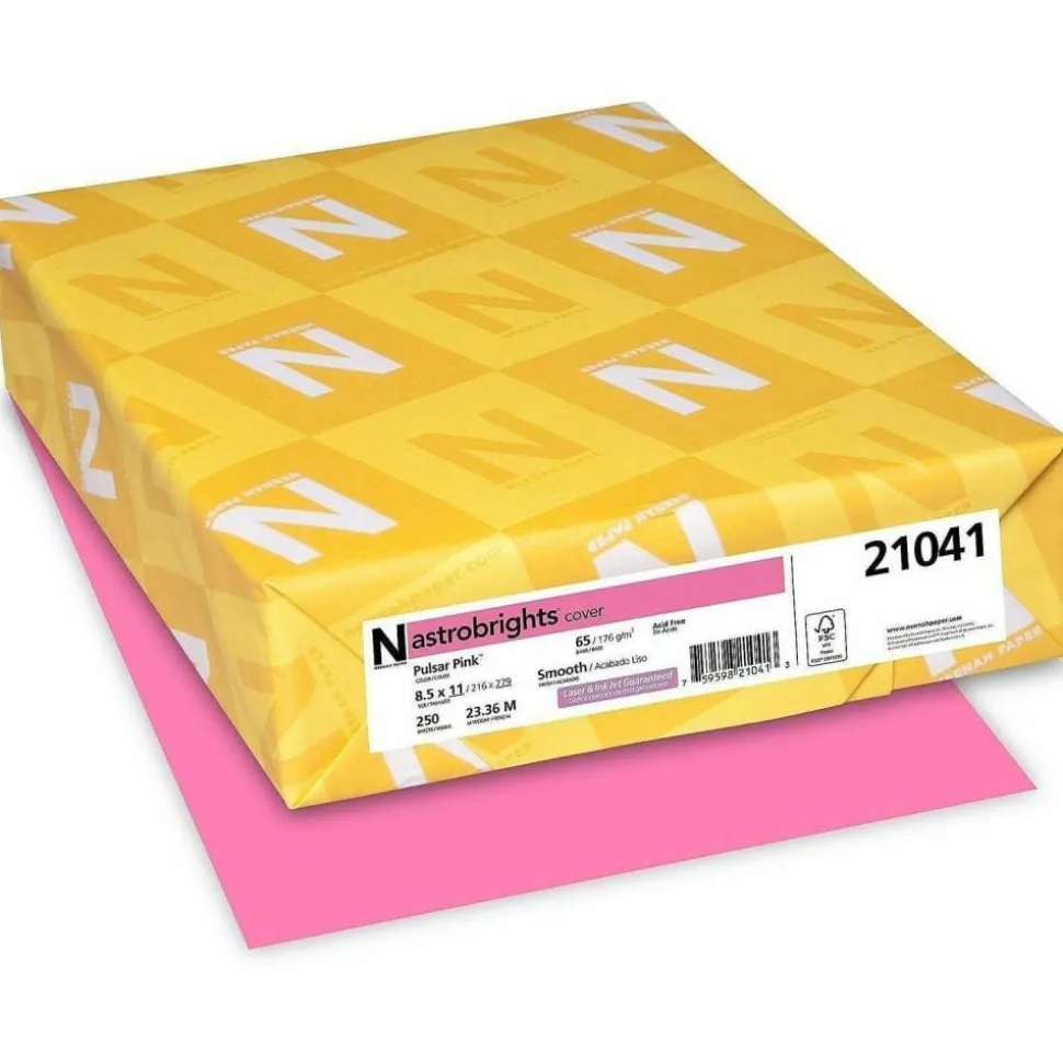 Astrobrights Color Card Stock, Pulsar Pink, Letter (8.5" x 11"), 65 Lb, Pack Of 250