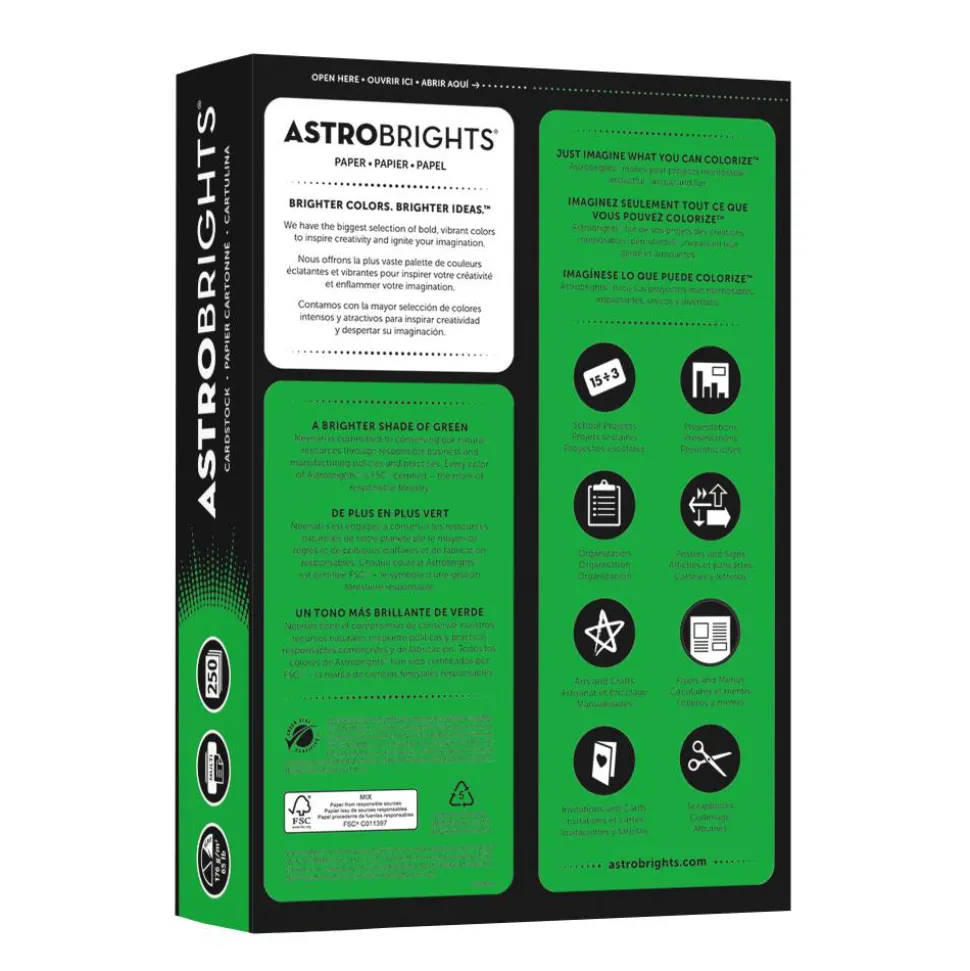 Astrobrights Color Card Stock, Gamma Green, Letter (8.5" x 11"), 65 Lb, 30% Recycled, FSC Certified, Pack Of 250
