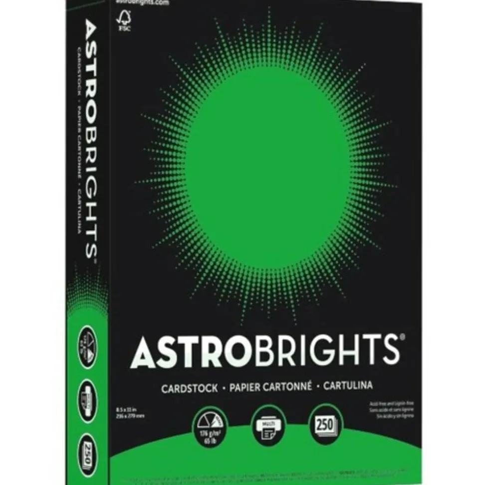 Astrobrights Color Card Stock, Gamma Green, Letter (8.5" x 11"), 65 Lb, 30% Recycled, FSC Certified, Pack Of 250