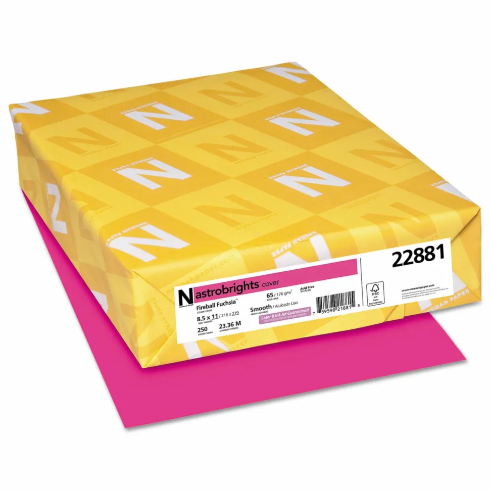 Astrobrights Color Cardstock, 65 lb Cover Weight, 8.5 x 11, Fireball Fuchsia, 250/Pack