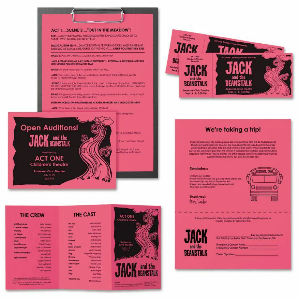 Astrobrights Color Multi-Use Printer & Copy Paper, Plasma Pink, Letter (8.5" x 11"), 500 Sheets Per Ream, 24 Lb, 94 Brightness