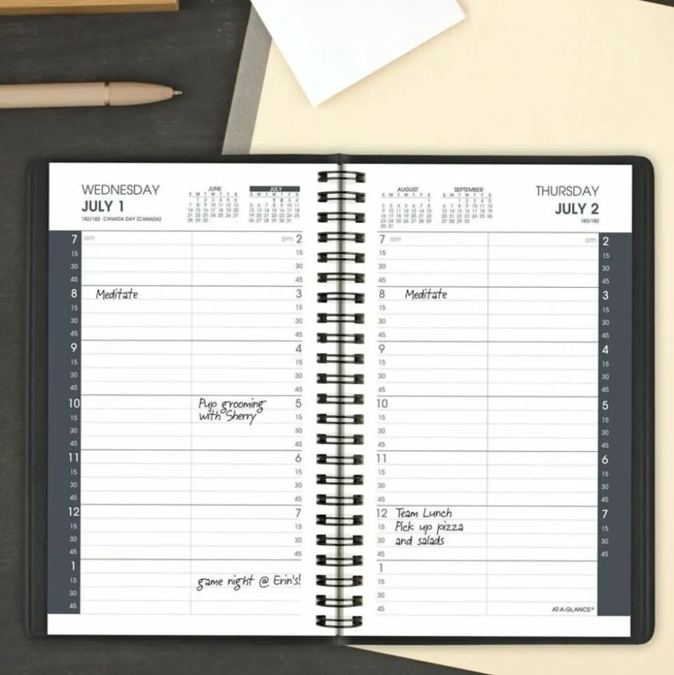 AT-A-GLANCE Academic 2026-2027 Daily Appointment Book Planner, Black, Small, 5" x 8", 2026 to 2027 Calendar