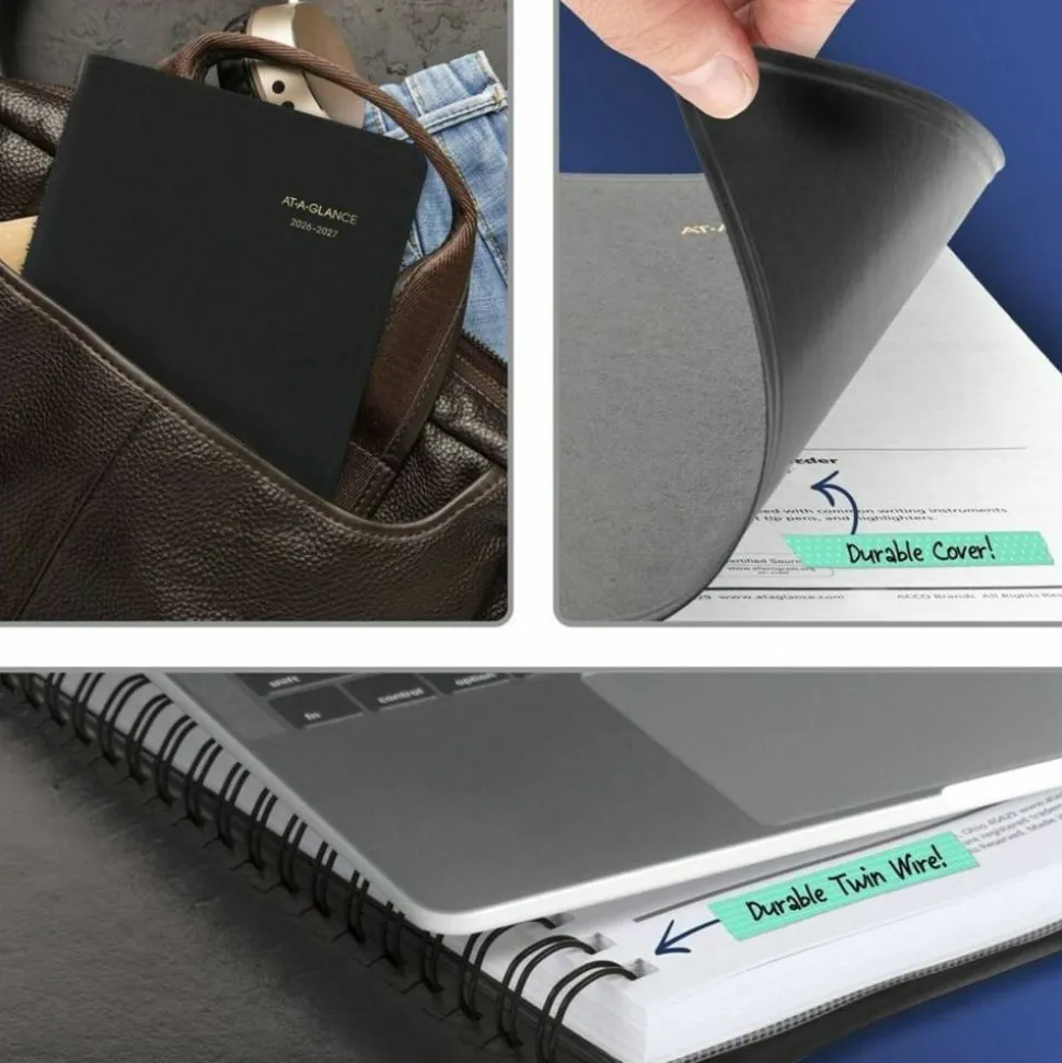 AT-A-GLANCE Academic 2026-2027 Daily Appointment Book Planner, Black, Small, 5" x 8", 2026 to 2027 Calendar