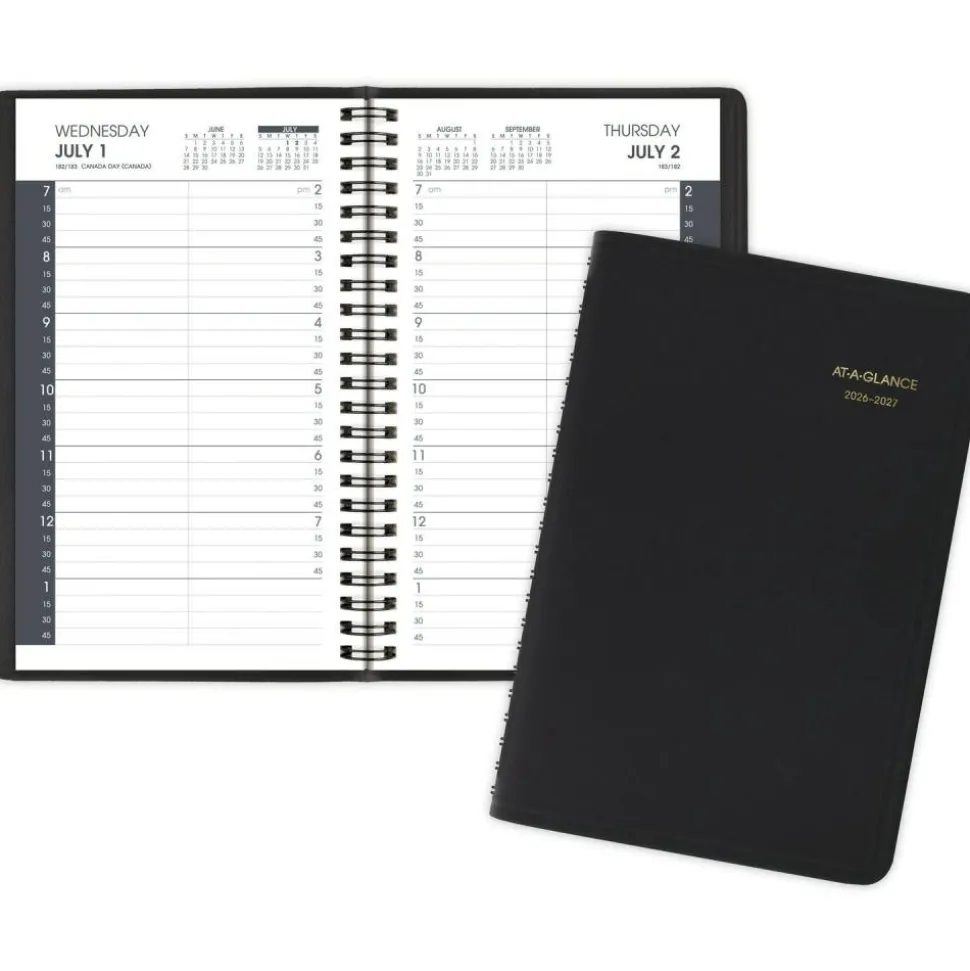 AT-A-GLANCE Academic 2026-2027 Daily Appointment Book Planner, Black, Small, 5" x 8", 2026 to 2027 Calendar