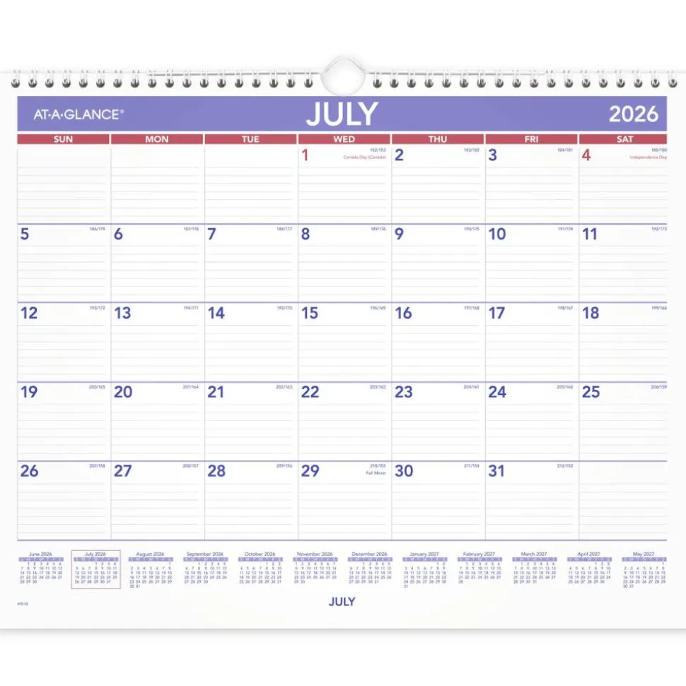 AT-A-GLANCE Academic 2026-2027 Monthly Wall Calendar, Medium, 15" x 12", 2026 to 2027 Calendar