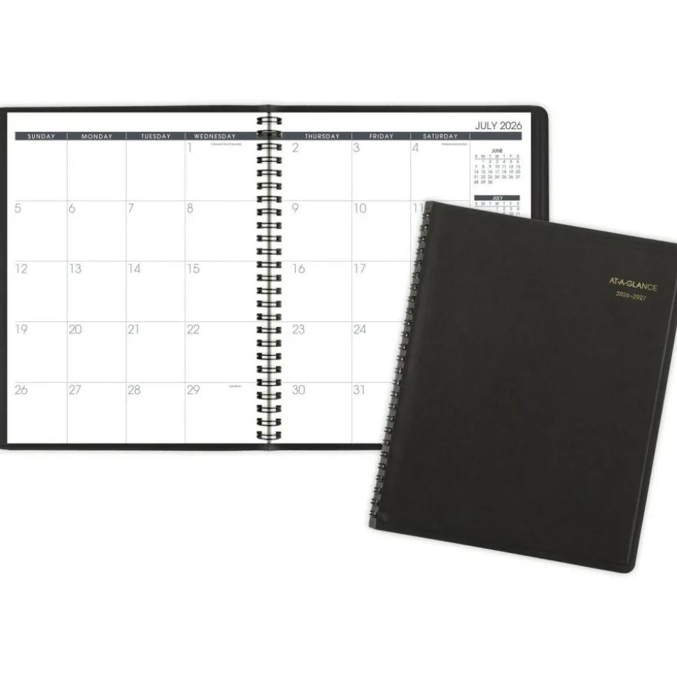 AT-A-GLANCE Academic 2026-2027 18-Month Monthly Planner, Black, Medium, 7" x 8 3/4", 2026 to 2027 Calendar