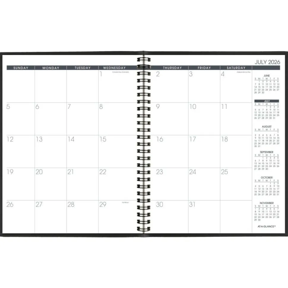 AT-A-GLANCE Academic 2026-2027 18-Month Monthly Planner, Black, Medium, 7" x 8 3/4", 2026 to 2027 Calendar