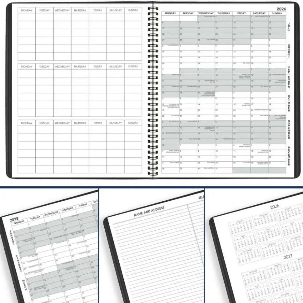AT-A-GLANCE Academic 2026-2027 18-Month Monthly Planner, Black, Large, 9" x 11", 2026 to 2027 Calendar