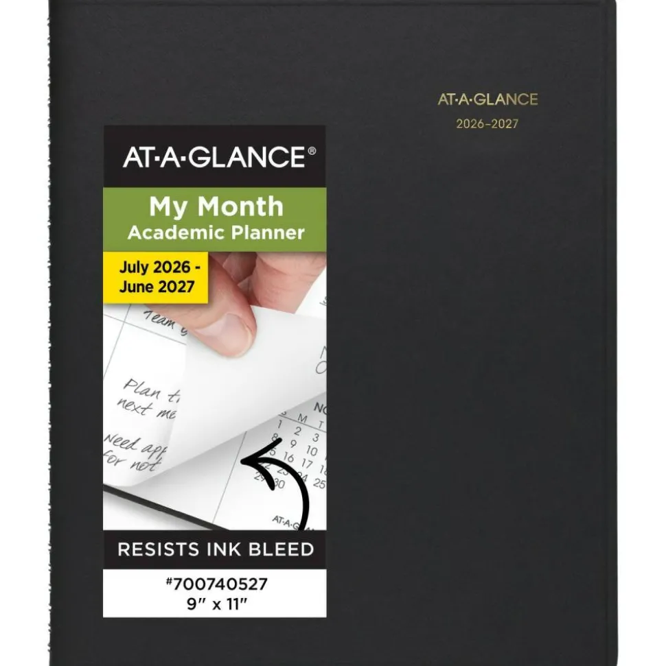 AT-A-GLANCE Academic 2026-2027 18-Month Monthly Planner, Black, Large, 9" x 11", 2026 to 2027 Calendar