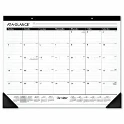 AT-A-GLANCE Academic Year Ruled Desk Pad, 21.75 x 17, White Sheets, Black Binding, Black Corners, 16-Month: Sept 2026 to Dec 2027, 2027 Calendar