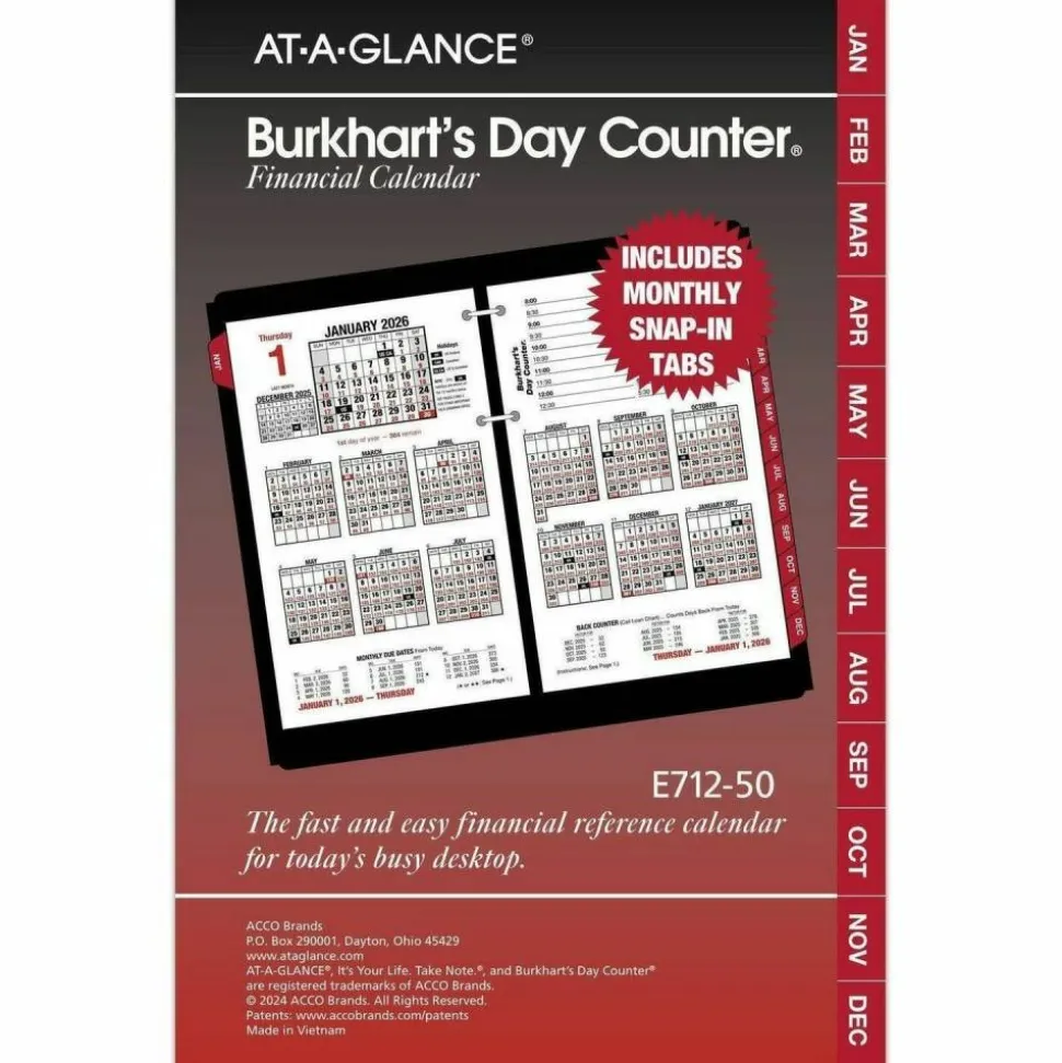 AT-A-GLANCE Burkhart's Day Counter Desk Calendar Refill, 4.5 x 7.38, White Sheets, 12-Month (Jan to Dec): 2027, 2027 Calendar