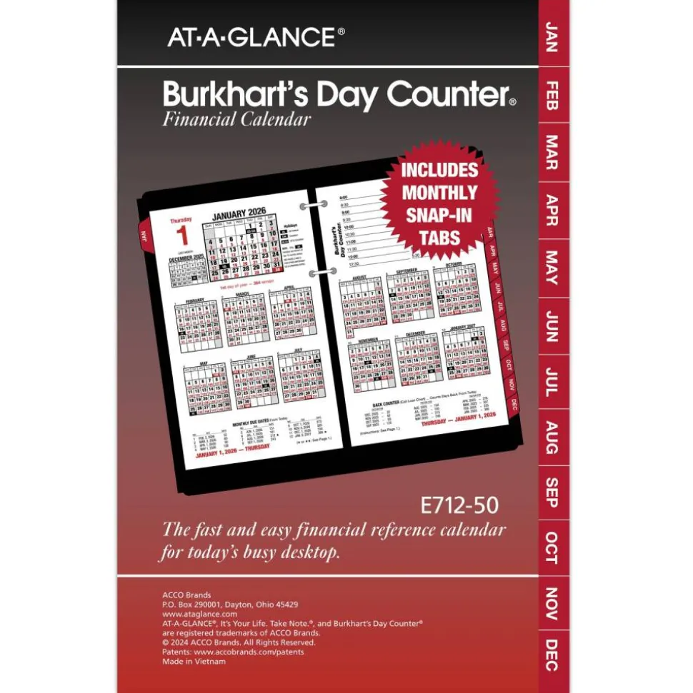 AT-A-GLANCE Burkhart's Day Counter Desk Calendar Refill, 4.5 x 7.38, White Sheets, 12-Month (Jan to Dec): 2027, 2027 Calendar