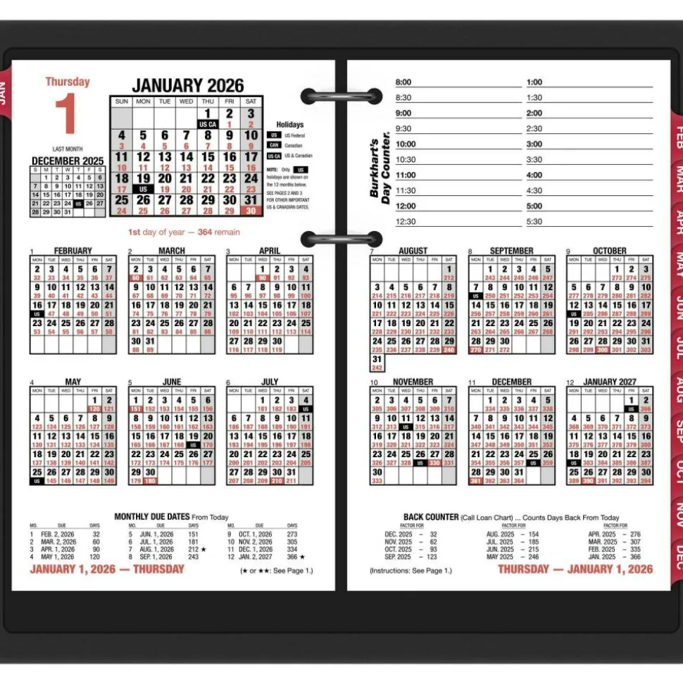 AT-A-GLANCE Burkhart's Day Counter Desk Calendar Refill, 4.5 x 7.38, White Sheets, 12-Month (Jan to Dec): 2027, 2027 Calendar