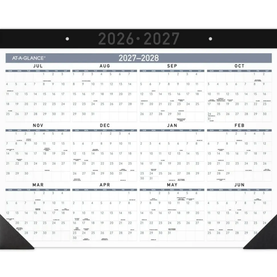 AT-A-GLANCE Contemporary Academic 2026-2027 Monthly Desk Pad Calendar, Standard, 21 3/4" x 17", 2026 to 2027 Calendar