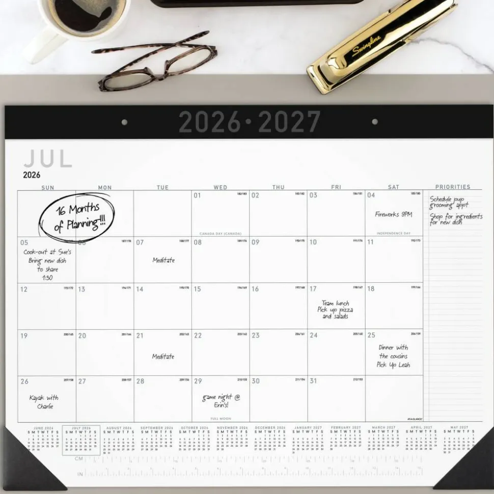 AT-A-GLANCE Contemporary Academic 2026-2027 Monthly Desk Pad Calendar, Standard, 21 3/4" x 17", 2026 to 2027 Calendar