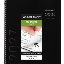 AT-A-GLANCE Contemporary Lite Monthly Planner, 11 x 9, Black Cover, 12-Month (Jan to Dec): 2027, 2027 Calendar