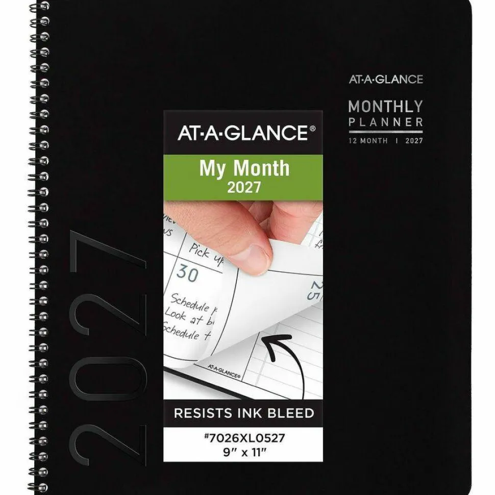 AT-A-GLANCE Contemporary Lite Monthly Planner, 11 x 9, Black Cover, 12-Month (Jan to Dec): 2027, 2027 Calendar