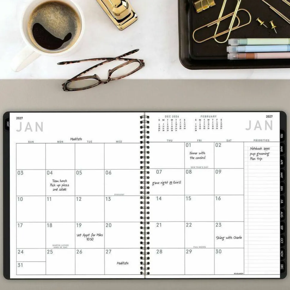 AT-A-GLANCE Contemporary Lite Monthly Planner, 11 x 9, Black Cover, 12-Month (Jan to Dec): 2027, 2027 Calendar