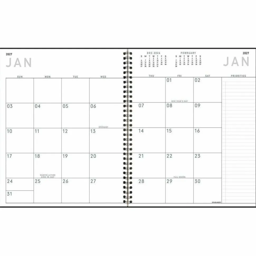 AT-A-GLANCE Contemporary Lite Monthly Planner, 11 x 9, Black Cover, 12-Month (Jan to Dec): 2027, 2027 Calendar
