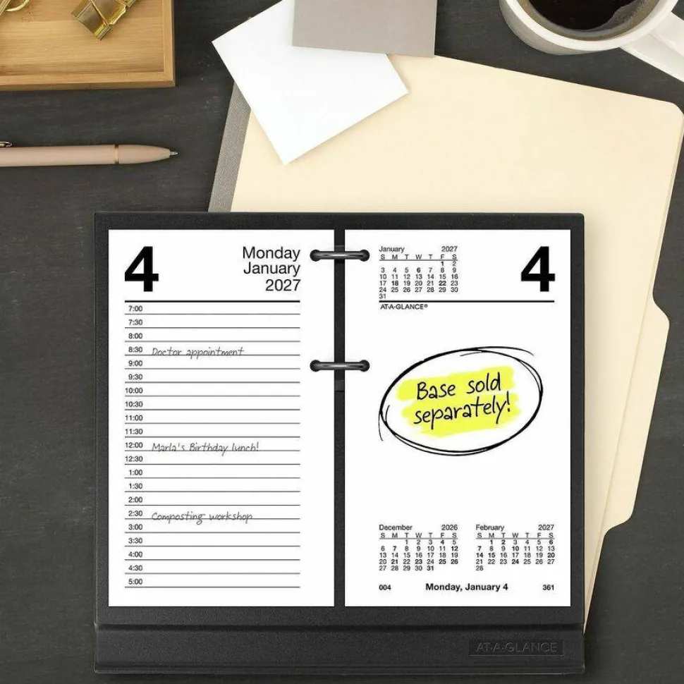 AT-A-GLANCE 2026 Daily Loose-Leaf Desk Calendar Refill, Standard, 3 1/2" x 6", 2027 Calendar