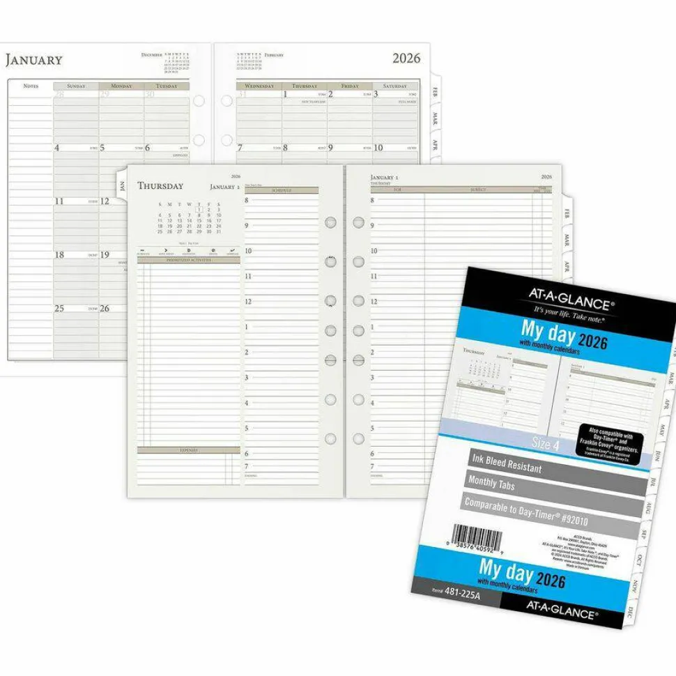At-A-Glance Daily Monthly Planner Two Page Per Day Refill, Loose-Leaf, Desk Size, 2027 Calendar