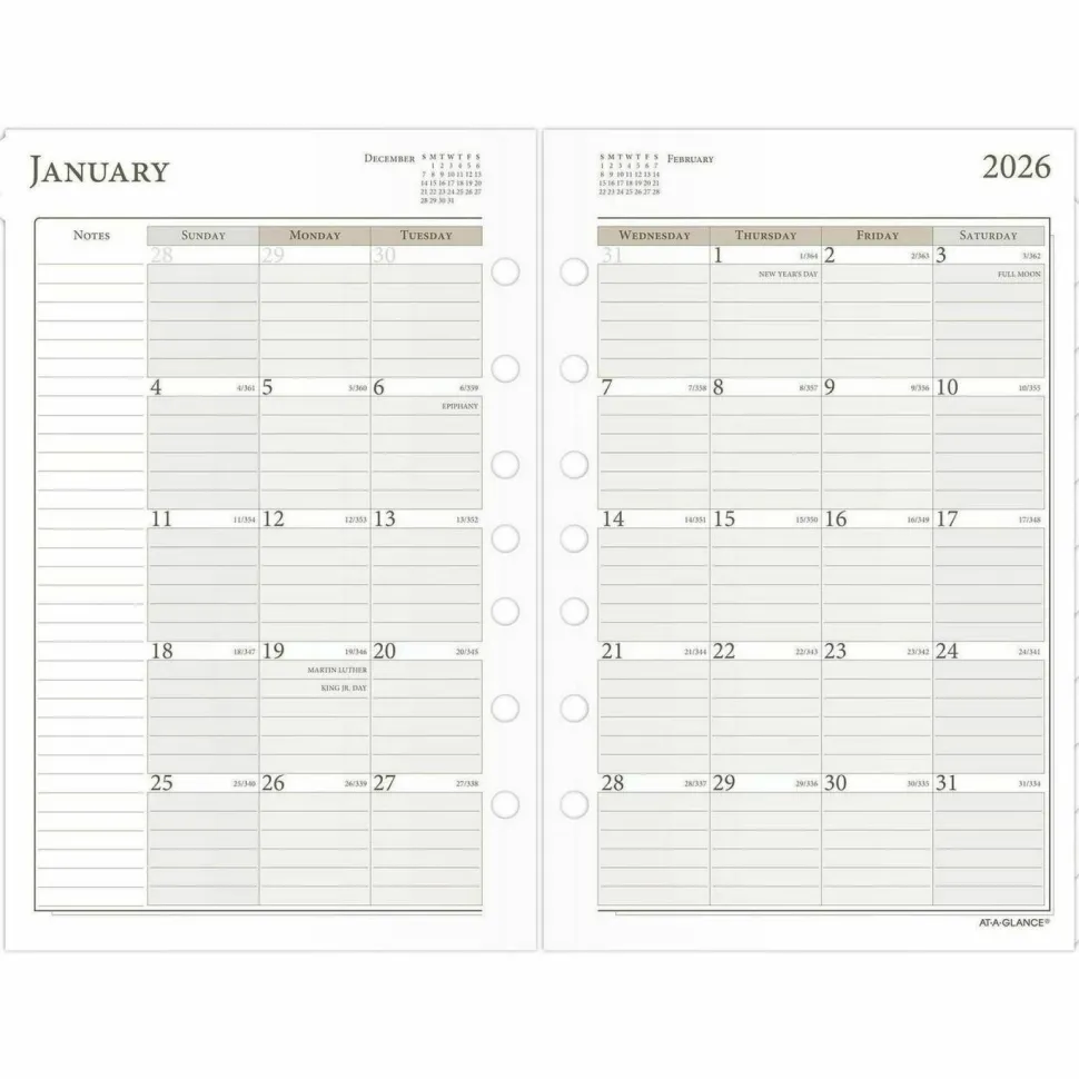 At-A-Glance Daily Monthly Planner Two Page Per Day Refill, Loose-Leaf, Desk Size, 2027 Calendar