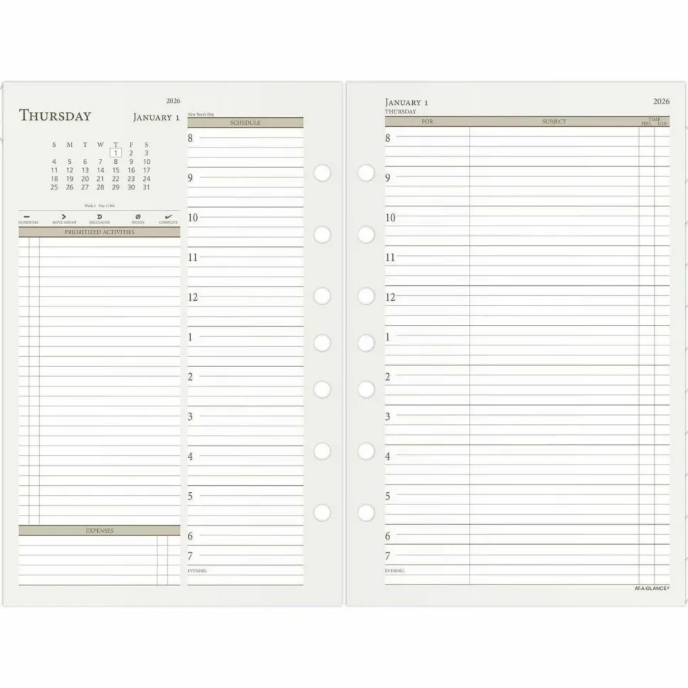At-A-Glance Daily Monthly Planner Two Page Per Day Refill, Loose-Leaf, Desk Size, 2027 Calendar