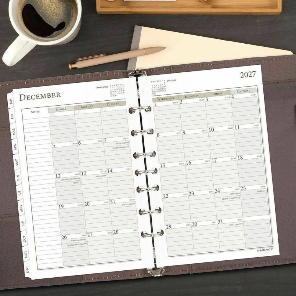 At-A-Glance Daily Monthly Planner Two Page Per Day Refill, Loose-Leaf, Desk Size, 2027 Calendar
