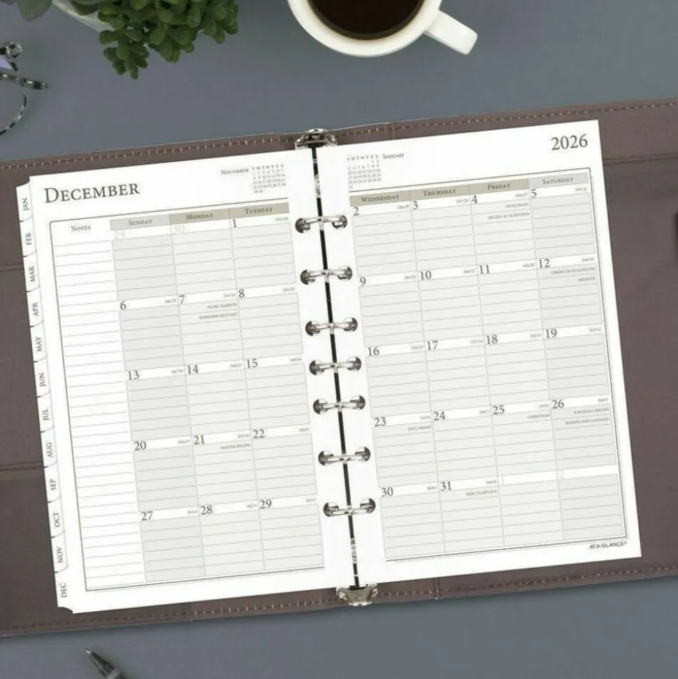 At-A-Glance Daily Monthly Planner Two Page Per Day Refill, Loose-Leaf, Desk Size, 2027 Calendar