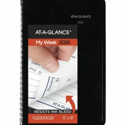 AT-A-GLANCE DayMinder Block Format Weekly Appointment Book, 8.5 x 5.5, Black Cover, 12-Month (Jan to Dec): 2027, 2027 Calendar