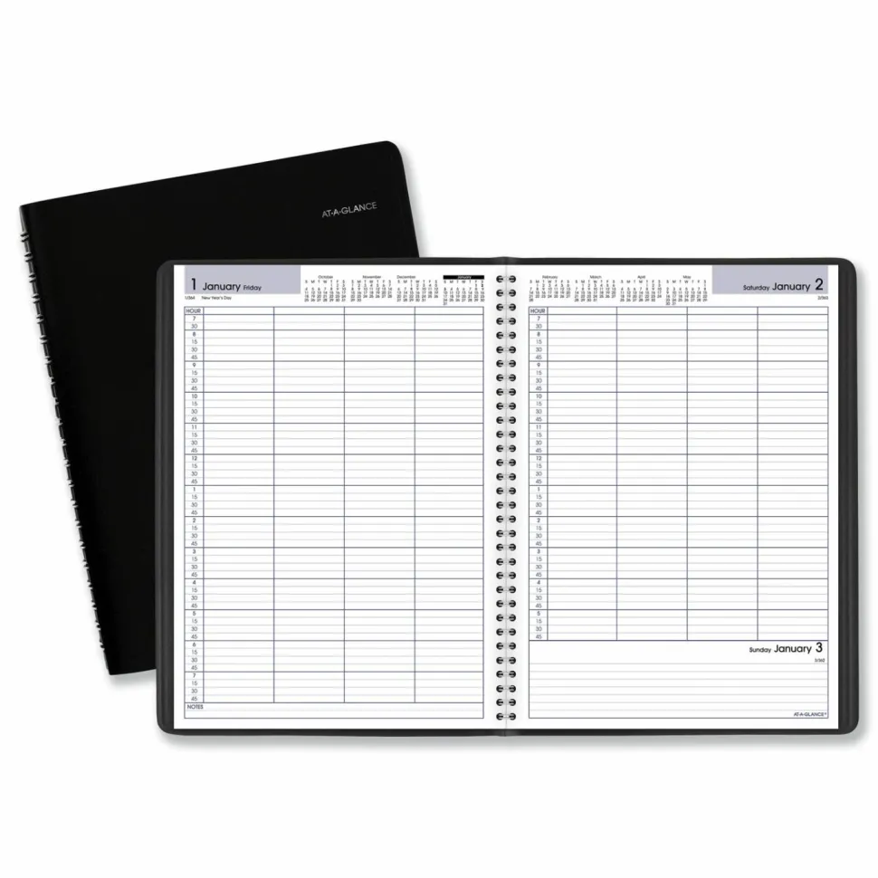 AT-A-GLANCE DayMinder Four-Person Group Daily Appointment Book, 11 x 8, Black Cover, 12-Month (Jan to Dec): 2027, 2027 Calendar