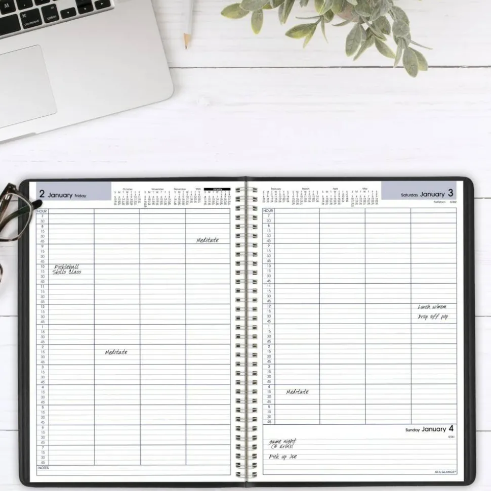 AT-A-GLANCE DayMinder Four-Person Group Daily Appointment Book, 11 x 8, Black Cover, 12-Month (Jan to Dec): 2027, 2027 Calendar