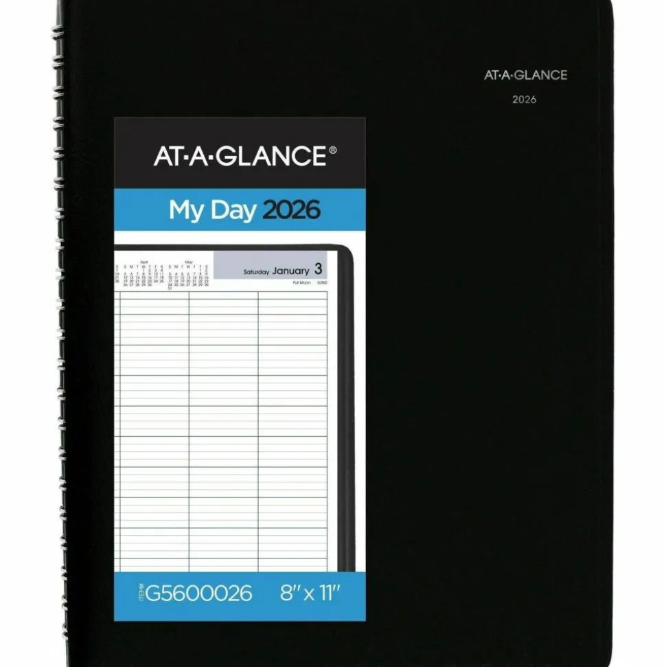 AT-A-GLANCE DayMinder Four-Person Group Daily Appointment Book, 11 x 8, Black Cover, 12-Month (Jan to Dec): 2027, 2027 Calendar