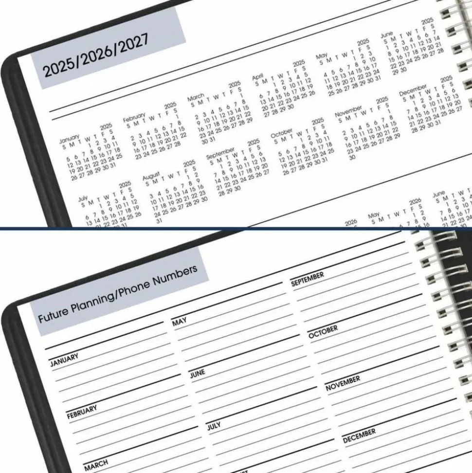 AT-A-GLANCE DayMinder Four-Person Group Daily Appointment Book, 11 x 8, Black Cover, 12-Month (Jan to Dec): 2027, 2027 Calendar