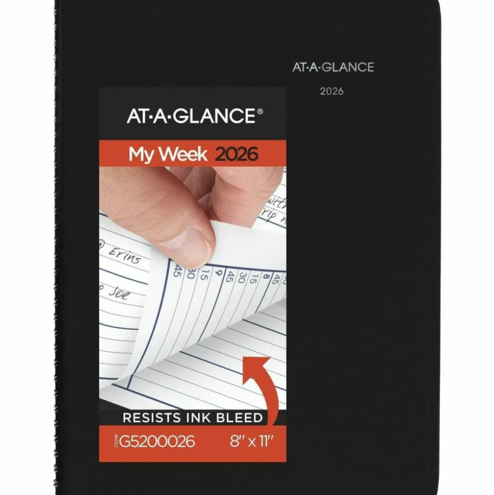 AT-A-GLANCE DayMinder Weekly Appointment Book, Vertical-Column Format, 11 x 8, Black Cover, 12-Month (Jan to Dec): 2027, 2027 Calendar