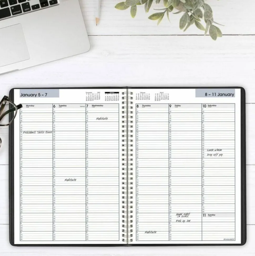 AT-A-GLANCE DayMinder Weekly Appointment Book, Vertical-Column Format, 11 x 8, Black Cover, 12-Month (Jan to Dec): 2027, 2027 Calendar
