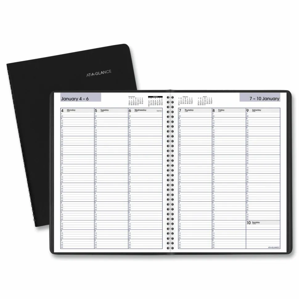 AT-A-GLANCE DayMinder Weekly Appointment Book, Vertical-Column Format, 11 x 8, Black Cover, 12-Month (Jan to Dec): 2027, 2027 Calendar