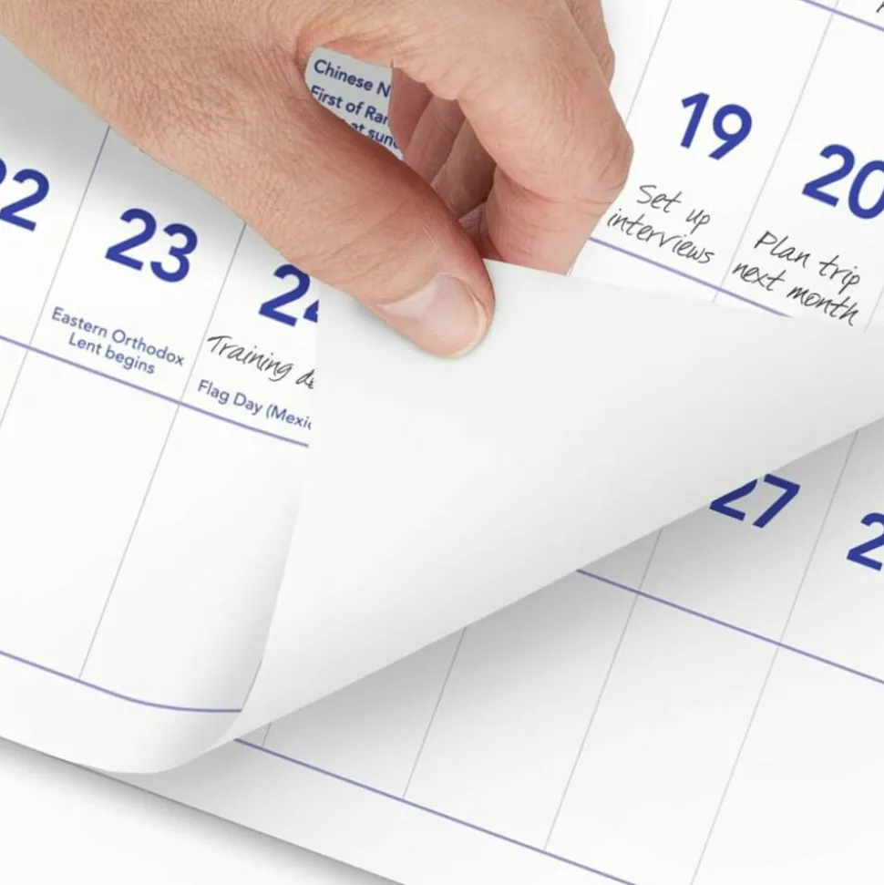 AT-A-GLANCE Deluxe Three-Month Reference Wall Calendar, Horizontal Orientation, 24 x 12, White Sheets, 15-Month: Dec 2026 to Feb 2028, 2027 Calendar